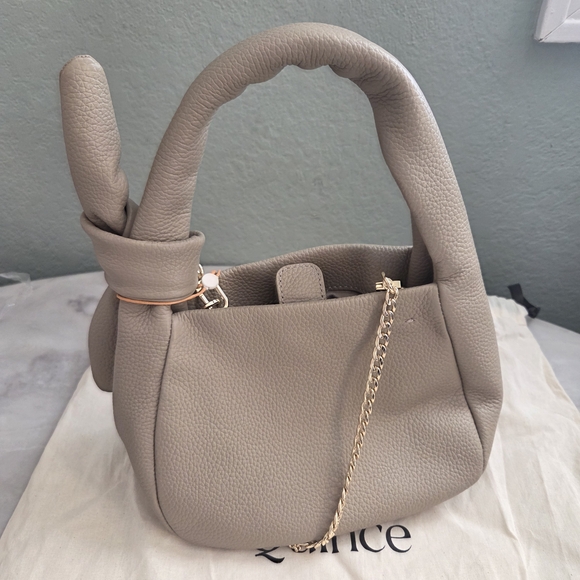 Quince Leather Mini Bow Bag Crossbody In Taupe - Picture 5 of 9